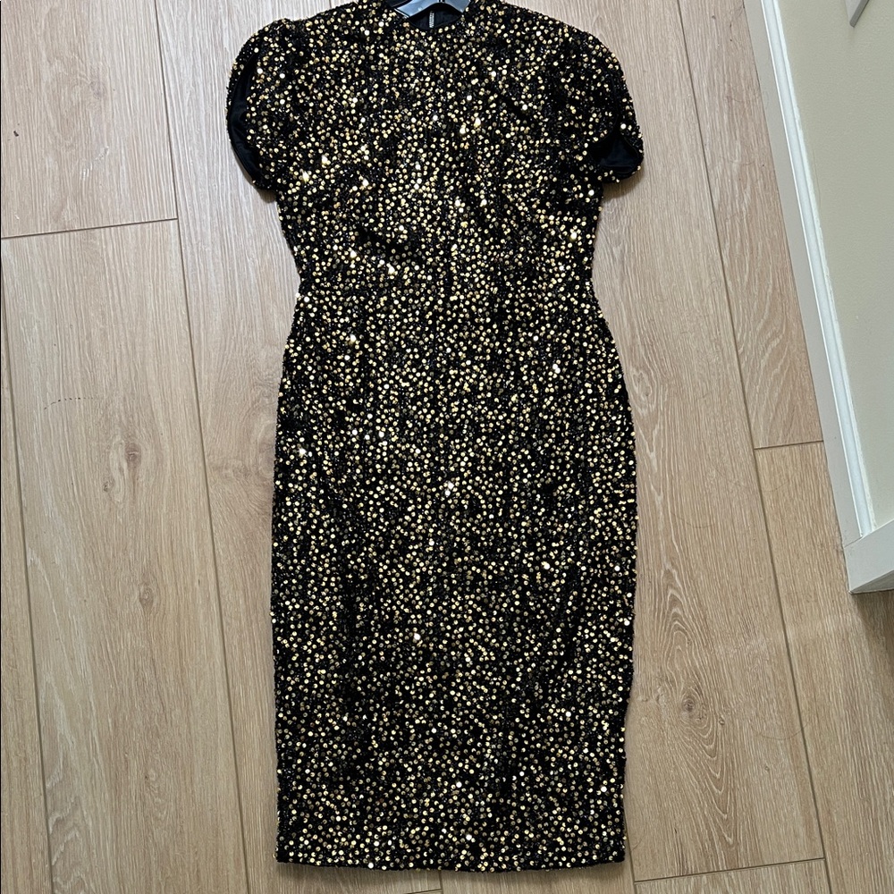 Elegant Black and Gold Women's Dress